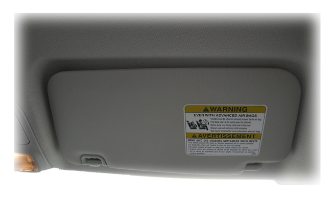 The 2009-13 Subaru Forester Illuminated Vanity Mirror Sun Visor in closed position where light is automatically turned off