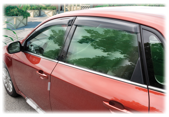 Set of 4 Tape-On Outside-Mount Window Visor Rain Guards
to fit Hatchback and Sedan Models of  
      2008, 2009, 2010, 2011 Subaru Impreza 
       