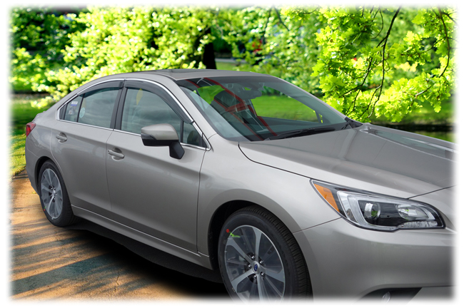 Customer testimonials confirm overwhelming satisfaction with the Set of 4 Tape-On Outside-Mount Window Visor Rain Guards With Chrome-Style Accent Trim to fit 2015-2019 Subaru Legacy Sedan by C&C CarWorx