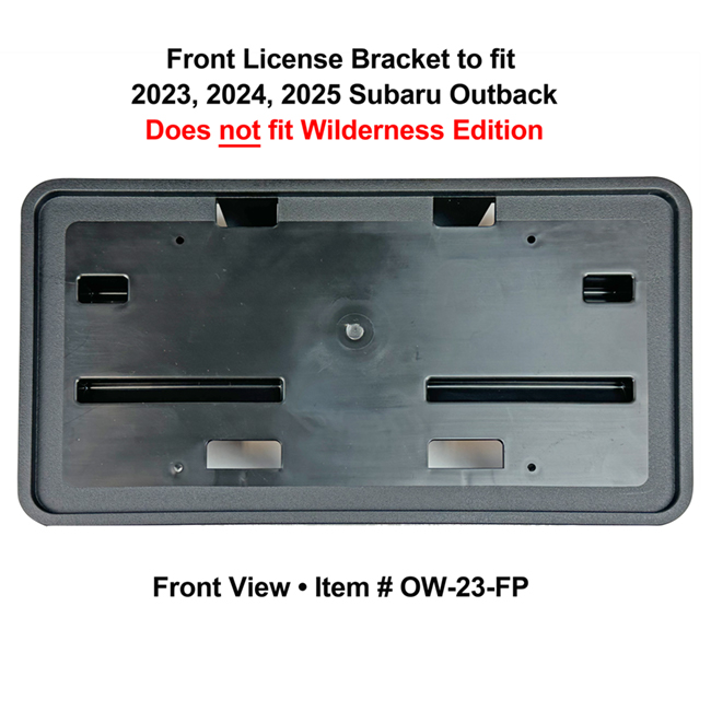 Front View of Front License Bracket OW-23-FP to fit 2023, 2024, 2025   Subaru Outback (WILL NOT FIT WILDERNESS EDITION) custom designed and manufactured by C&C CarWorx