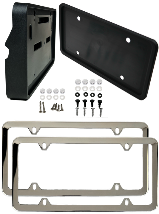 Crosstrek 2024+ Front and Rear Bracket with Stainless Steel Silver frame combo set (CT-24-FP-C-FS)