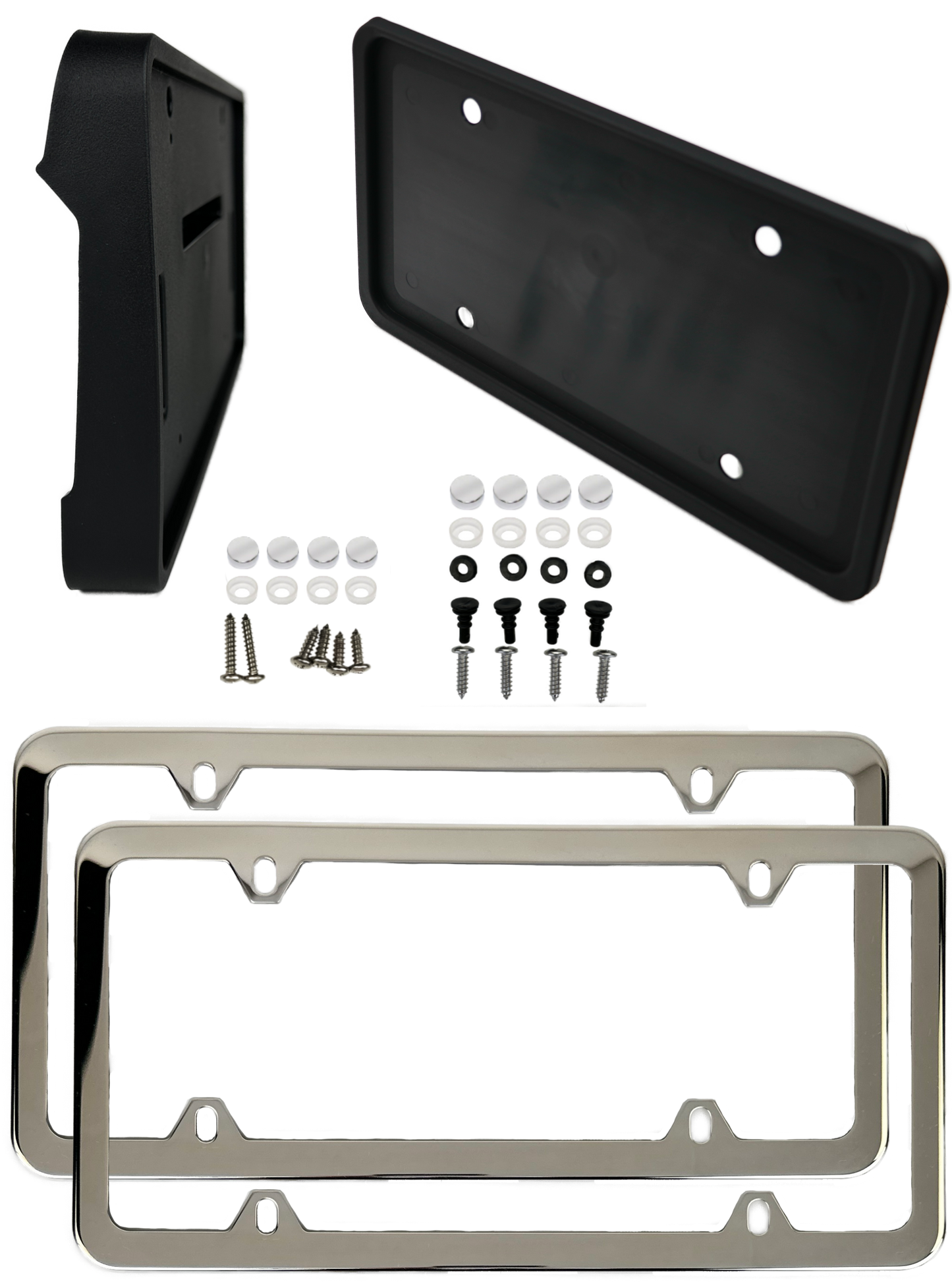 Forester Wilderness 2026+ front and rear bracket with Stainless steel chrome finish frame combo set (FO-26-FP-W-C-FS)